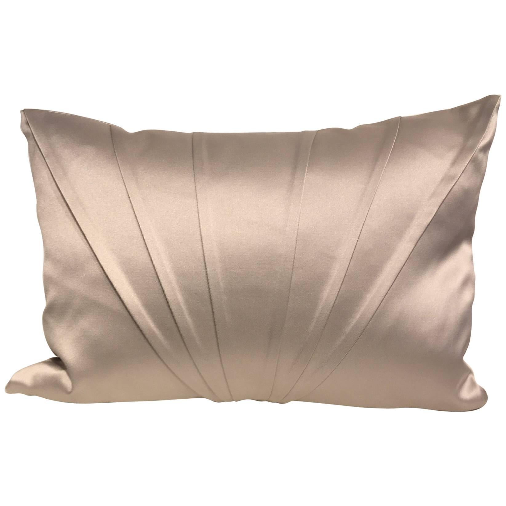 Silk Cushion Fan Pleat Detail Colour Silver Grey Rectangular