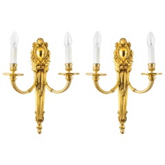 Antique Pair of Sheraton Style Twin Branch Wall Lights, 19th Century