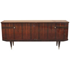 French Art Deco Exotic Macassar Ebony Sideboard/Credenza/Bar, circa 1940s