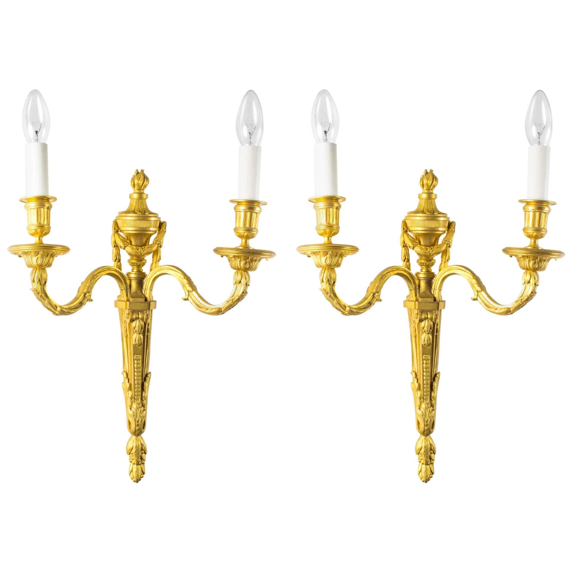Antique Pair of Decorative Twin Branch Wall Lights, 19th Century