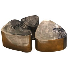 
Empreintes
 Set of Three Low Tables in Etched Nickel Silver by Armand Jonckers