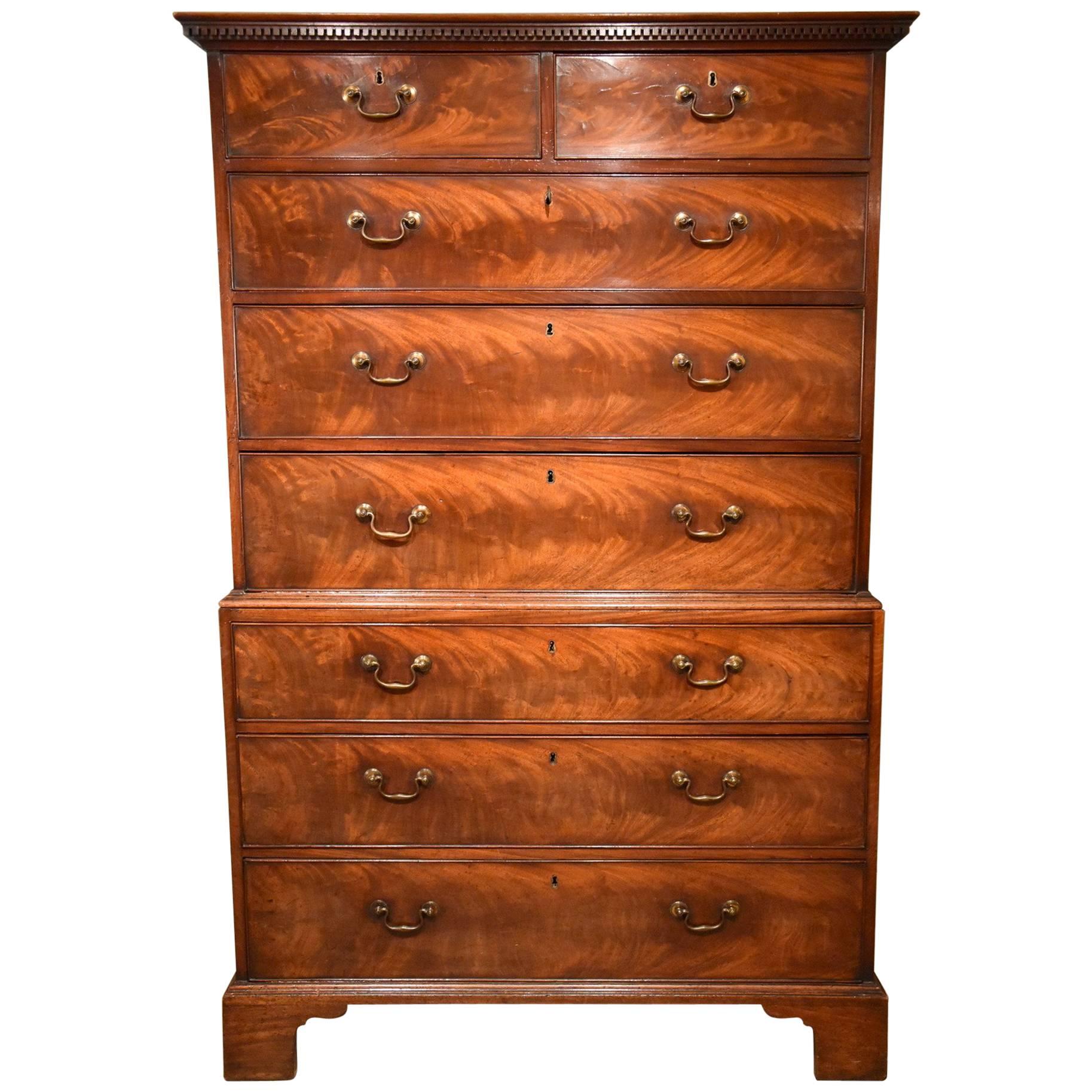 Chippendale Period Mahogany Chest on Chest