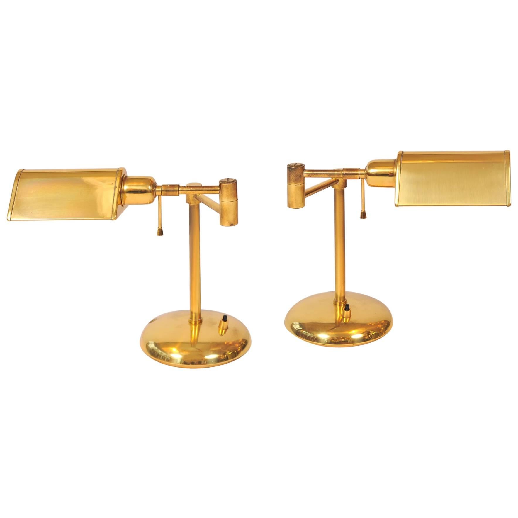 Pair of 1950s Italian Brass Desk Lamps