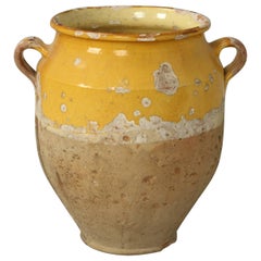 Antique French Confit Topf aus der Provence in ihrer typischen Senfglasur