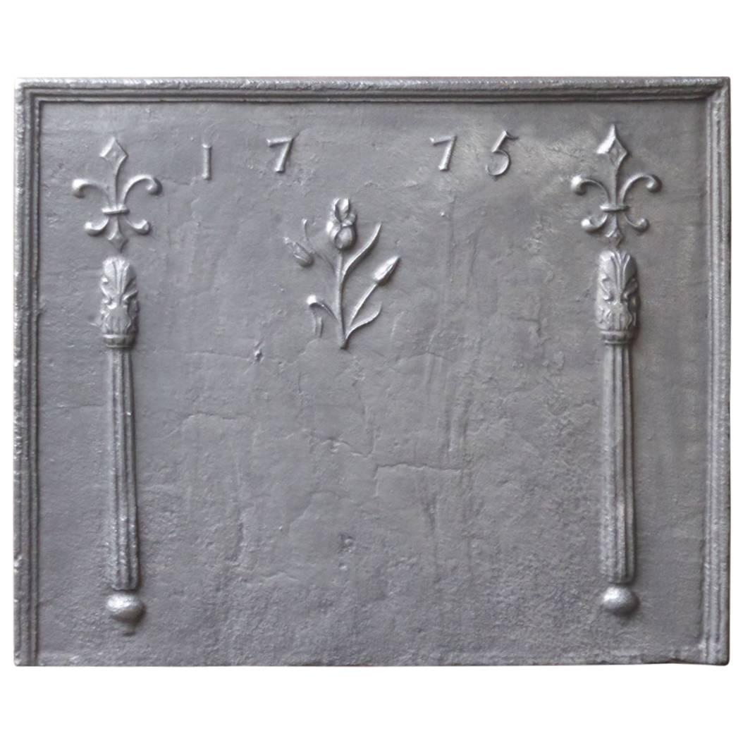 18th Century French 'Pillars with Fleur-de-Lys and Flower' Fireback