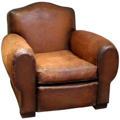 Art Deco Style Leather Armchair