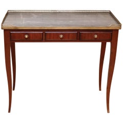 French Mahogany Marble-Top Desk