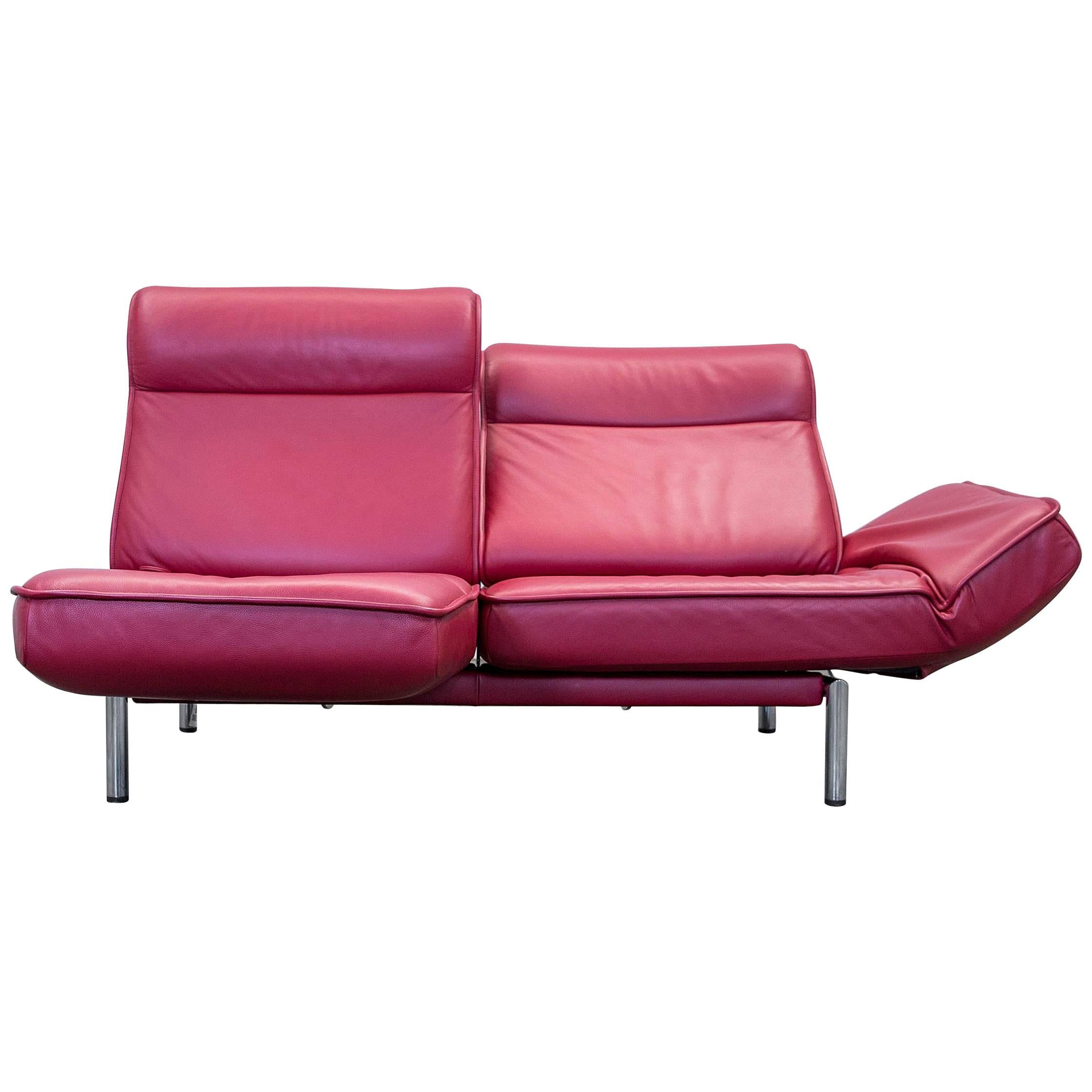 De Sede Ds 450 Designer Leather Sofa Red Relax Function Two-Seat Modern