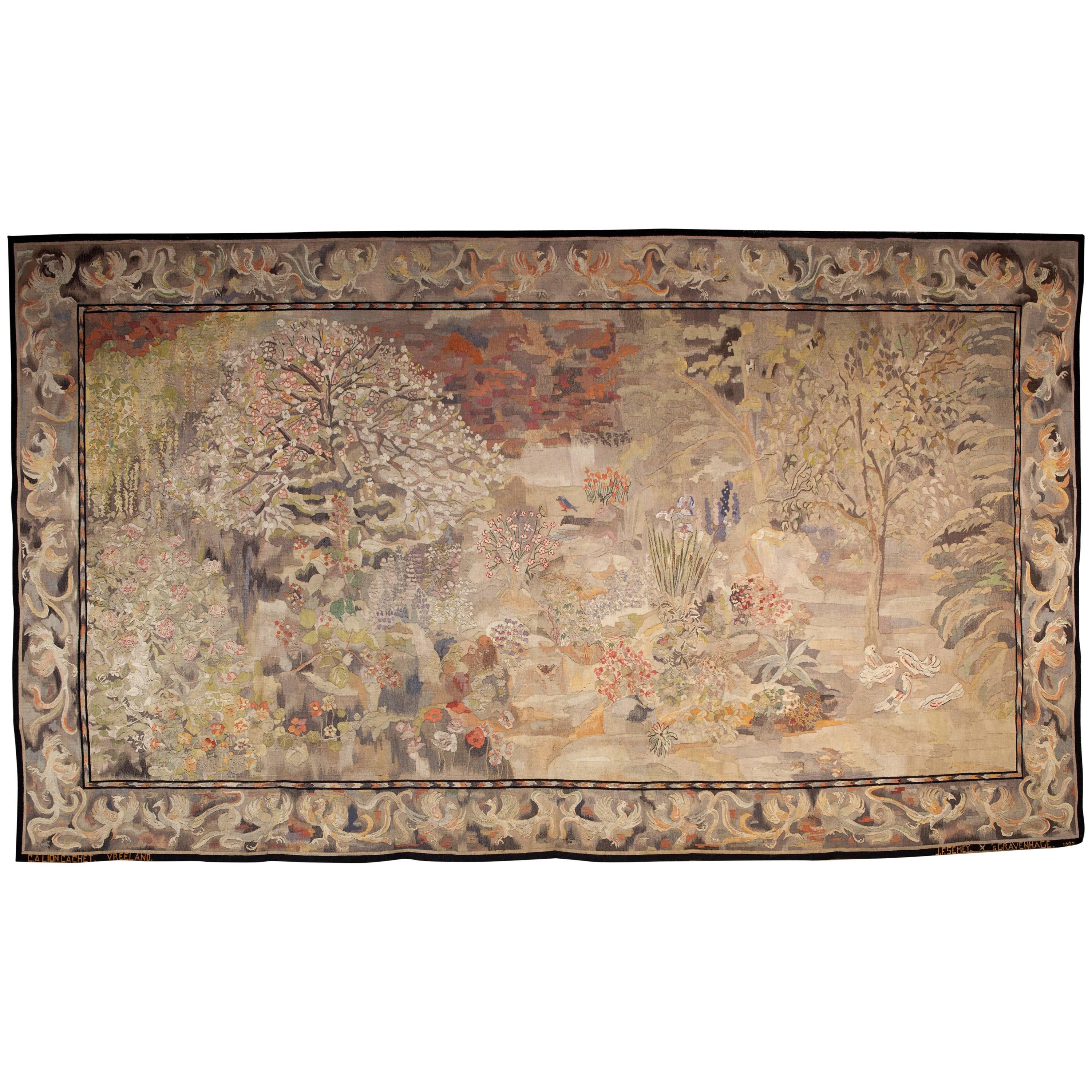 Unique Wall Tapestry 'Spring' by Carel Adolph Lion Cachet Executed by J.F. Semey For Sale