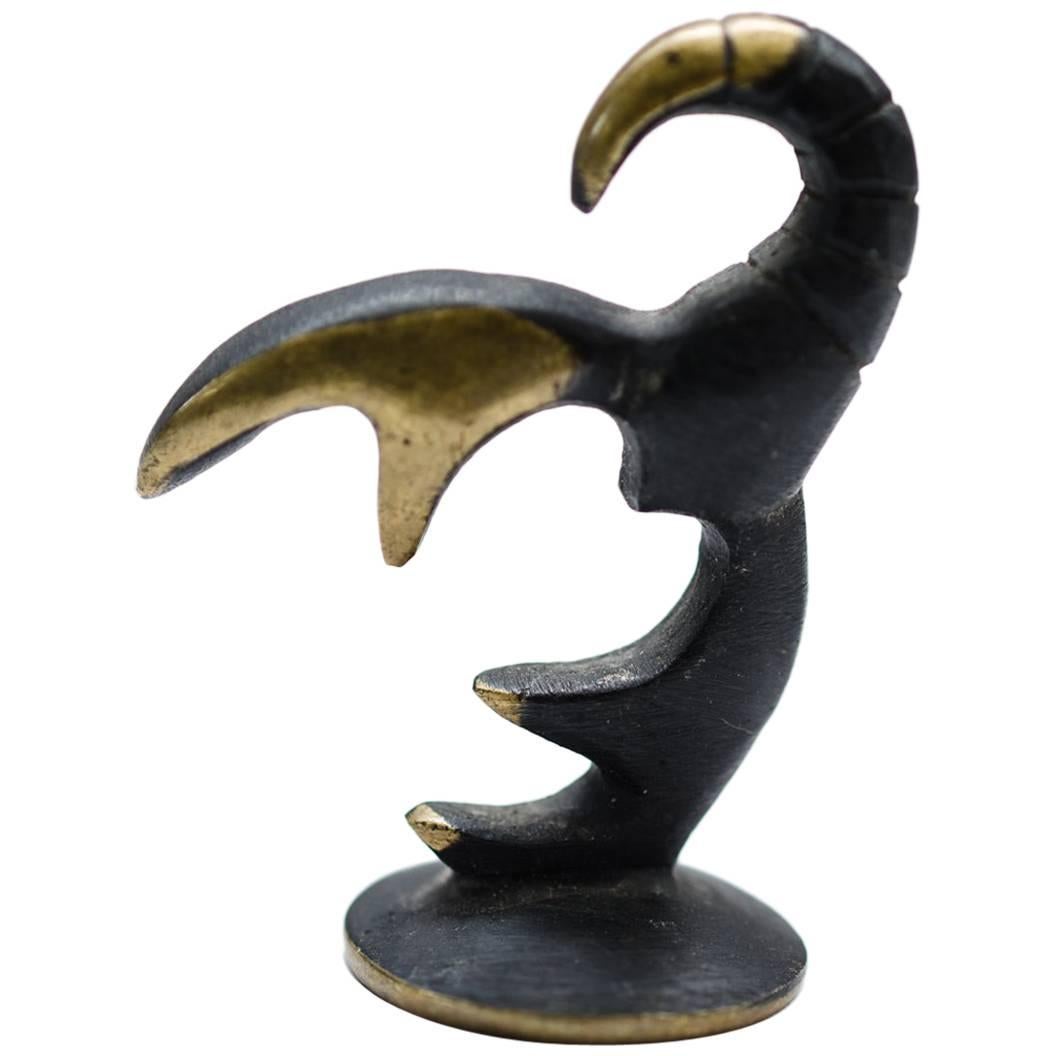 Walter Bosse Figurine en laiton signée du signe du zodiaque Scorpio, années 1950