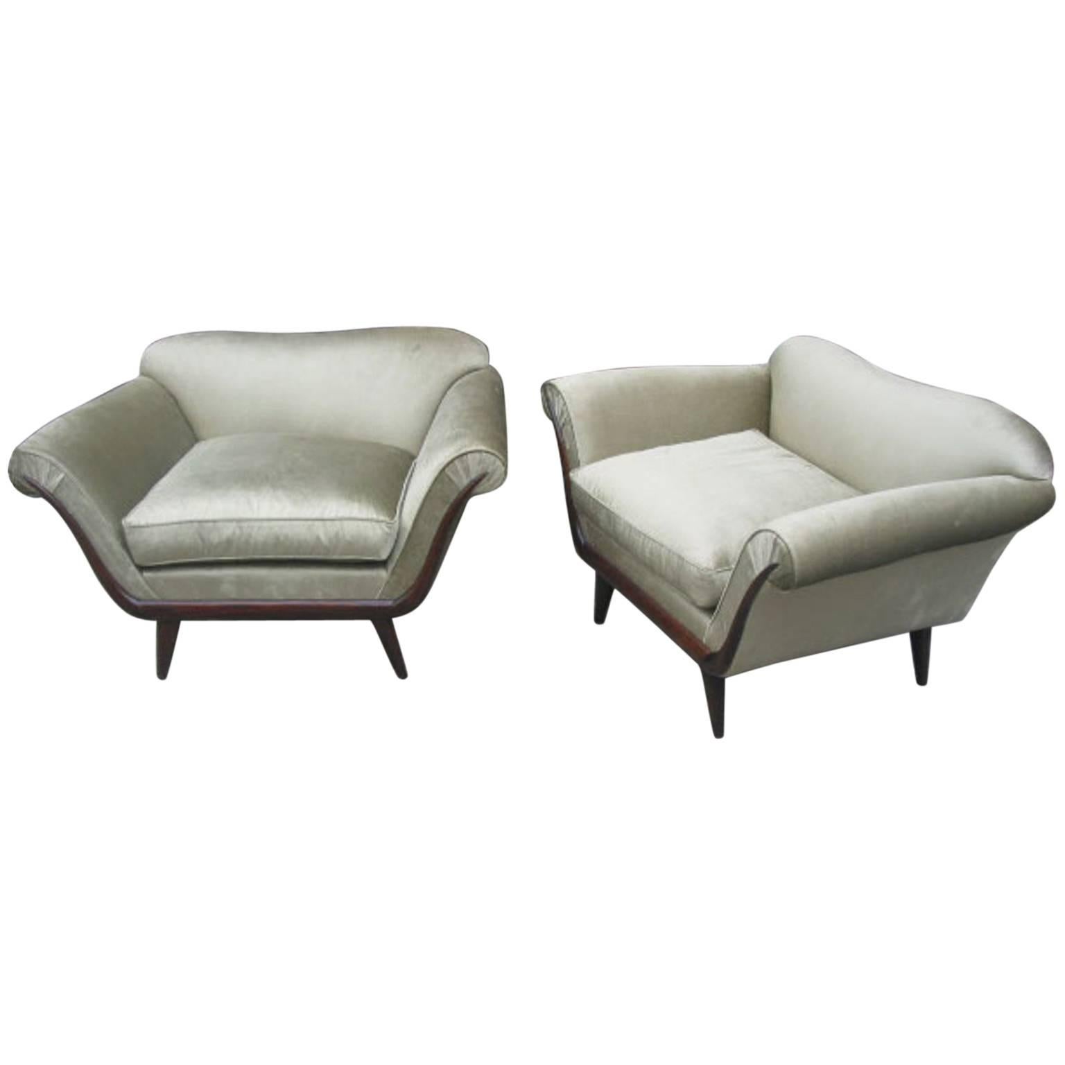 Pair of Armchairs by G. Ulrich, Italian, 1940s For Sale