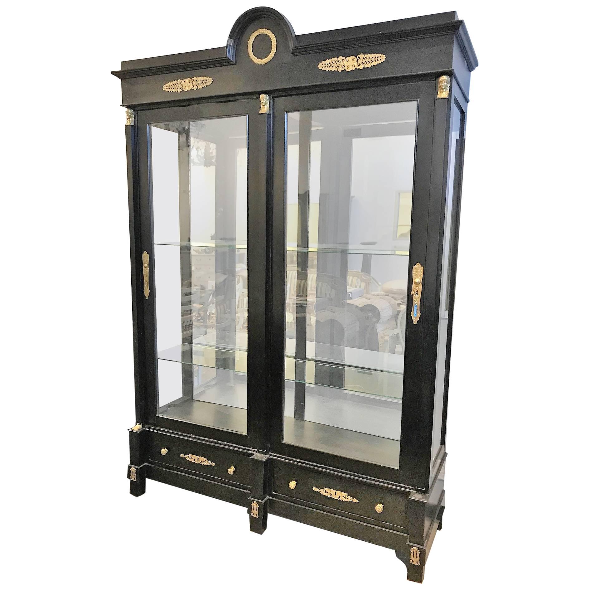 Large Antique French Empire Vitrine or Display Cabinet, circa 1890