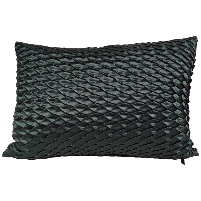 Silk Satin Cushion Pleated Small Opal Pattern Embossed Color Dark