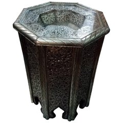 Moroccan Metal Inlaid Side Table, Regular Height