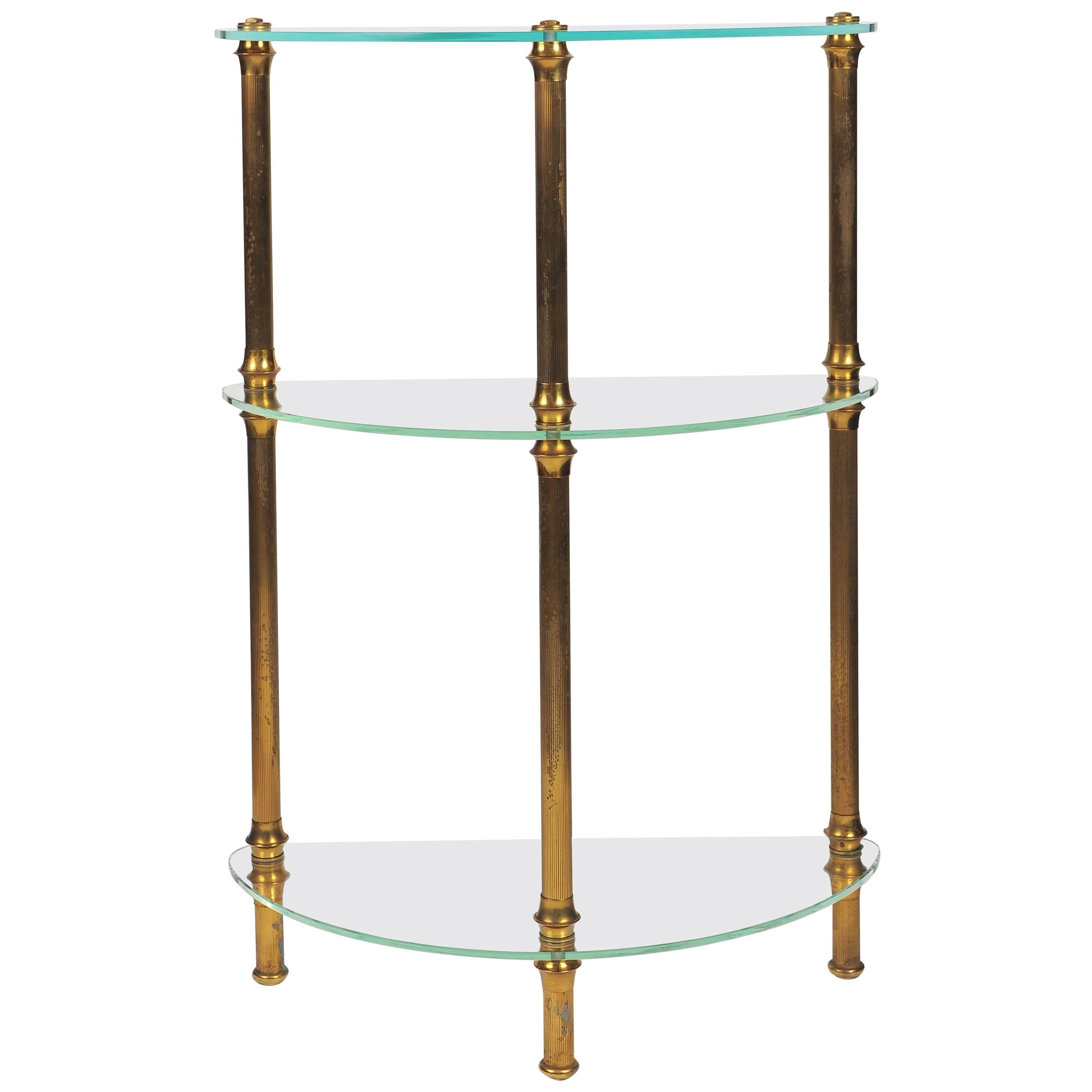 Italian 1950s Brass and Glass Console Table