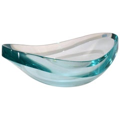 Grand bol ovale en verre de cristal de Fontana Arte:: années 1960
