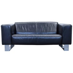 Rolf Benz Bmp Designer Sofa Leather Black Two-Seat Couch Modern