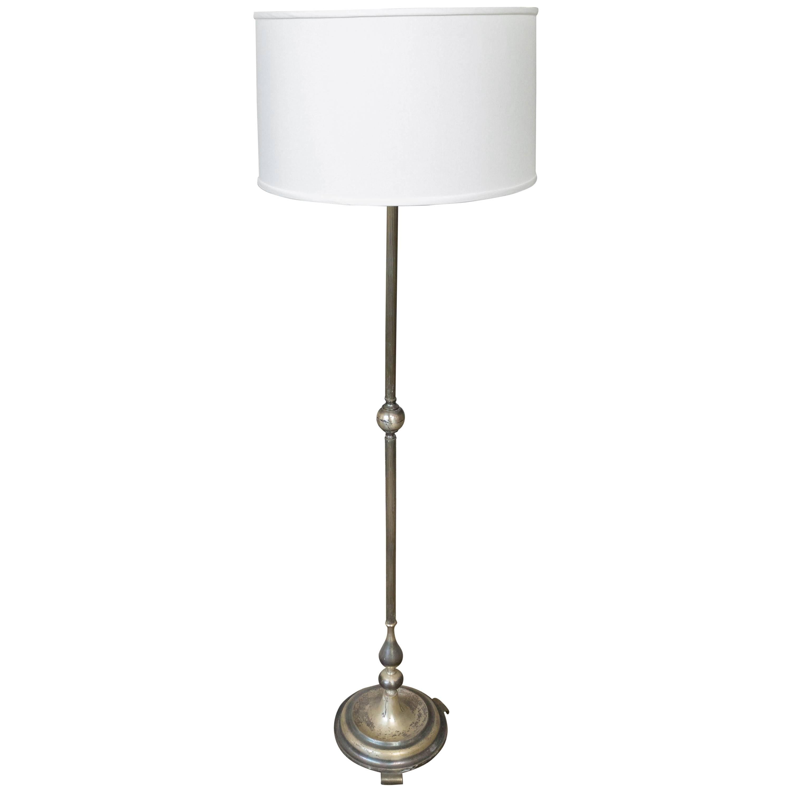 French Mid Century Modern Silver Plated Floor Lamp