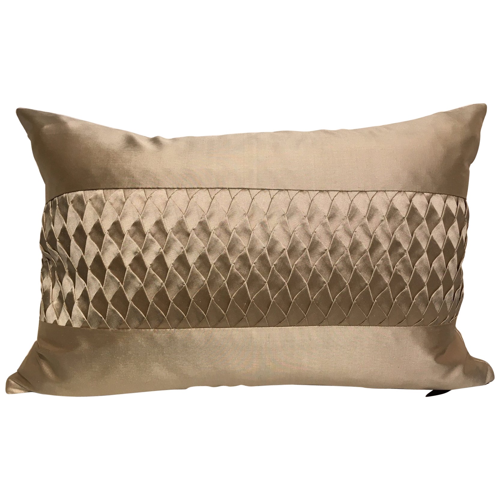 Silk Cushion Pleated Horizontal Stripe Coomba Square Cotton Pillow Cover