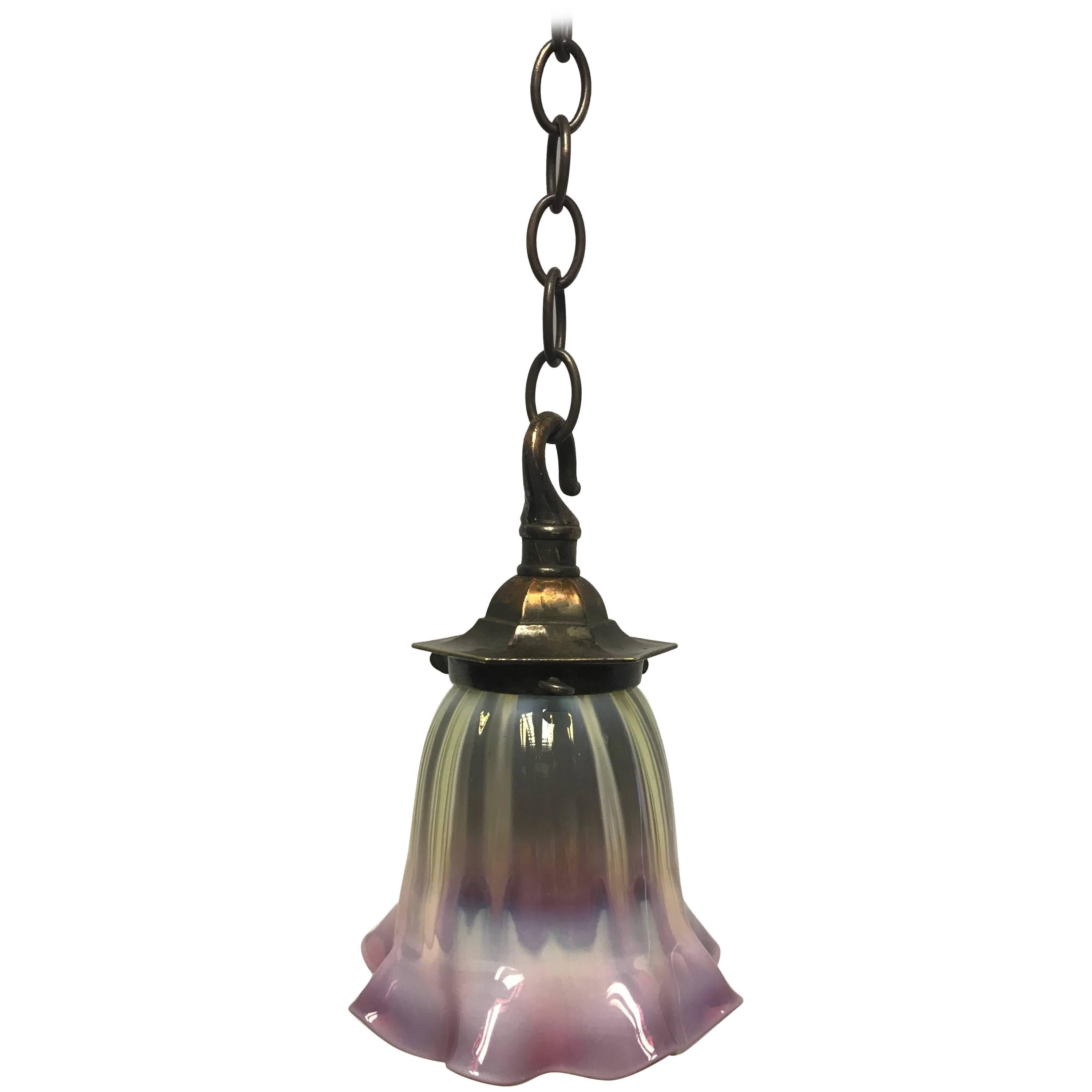 Reclaimed Edwardian Art Nouveau Copper Ceiling Light