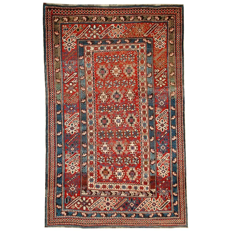 Handmade Antique Caucasian Chichi Rug, 1880s at 1stDibs