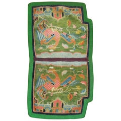 Tibetan Textile Rug in Bright Apple Green