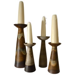 Group of Four 1970s Tall Ceramic Candleholders or Vases by Carstens