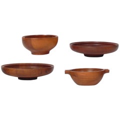 Henning Koppel For Georg Jensen Teak Salad Bowl And Servers At 1stdibs Collection Of Danish Modern Centerpiece Bowls By Henning Koppel Georg Jensen