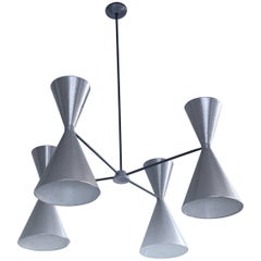 Huge Mid-Century Modern Hourglass Double Cone Light Chandelier Pendant Lamp