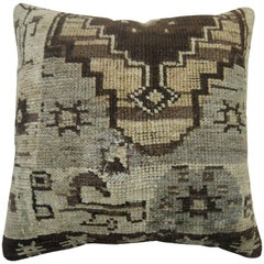 Gray Shade Vintage Turkish Rug Pillow