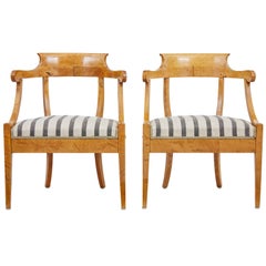 Pair of 19th Century Swedish Birch Armchairs