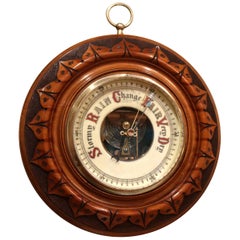 Antique Circular Beechwood Barometer