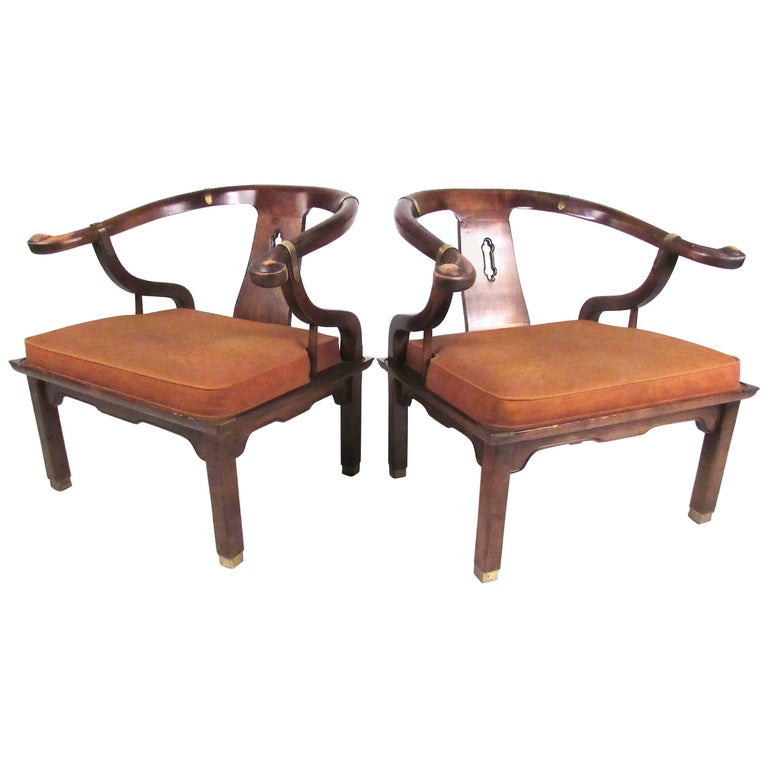 Pair of Chinoiserie Style Lounge Chairs by Century Chair Company For