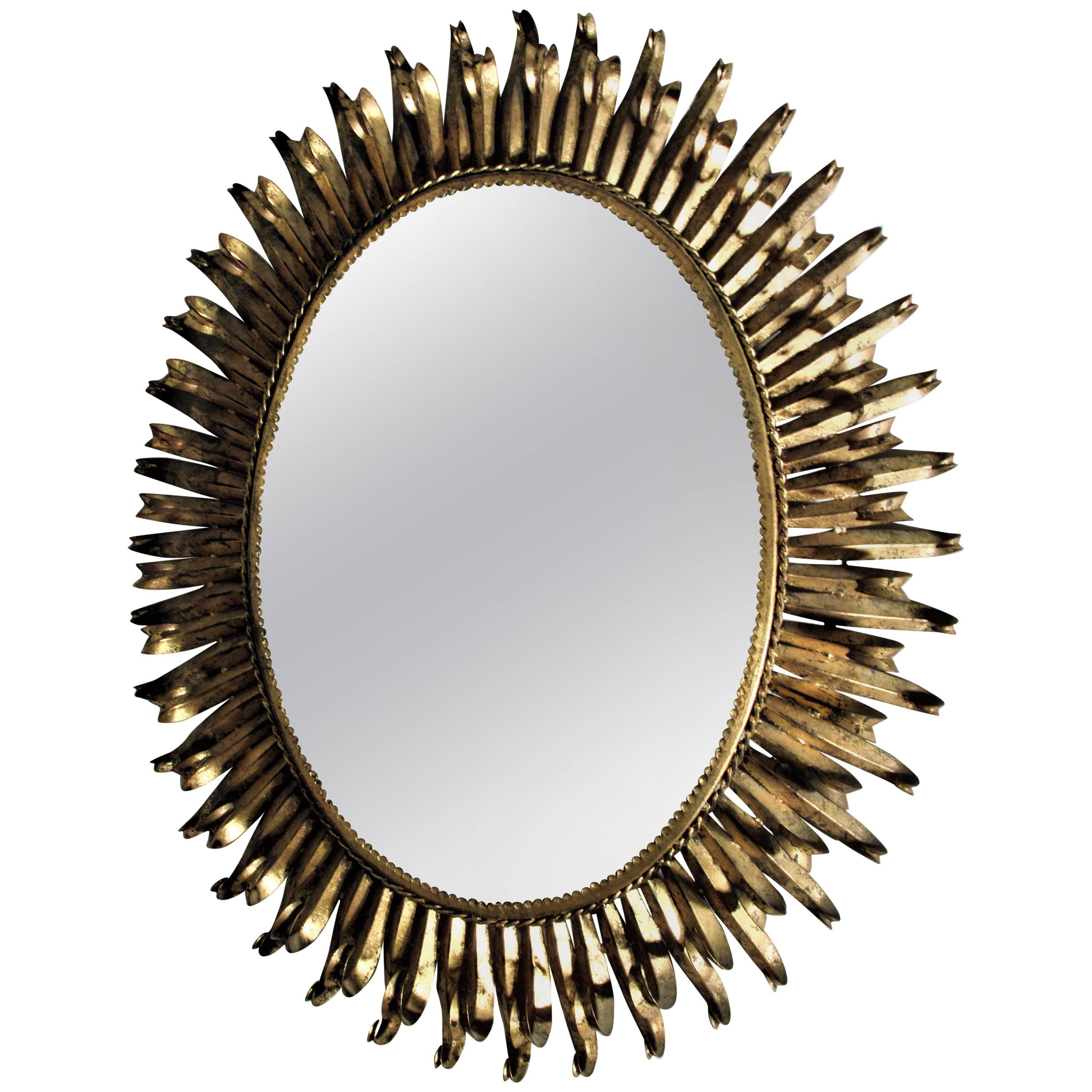 Large Gilt Metal Eyelash Mirror