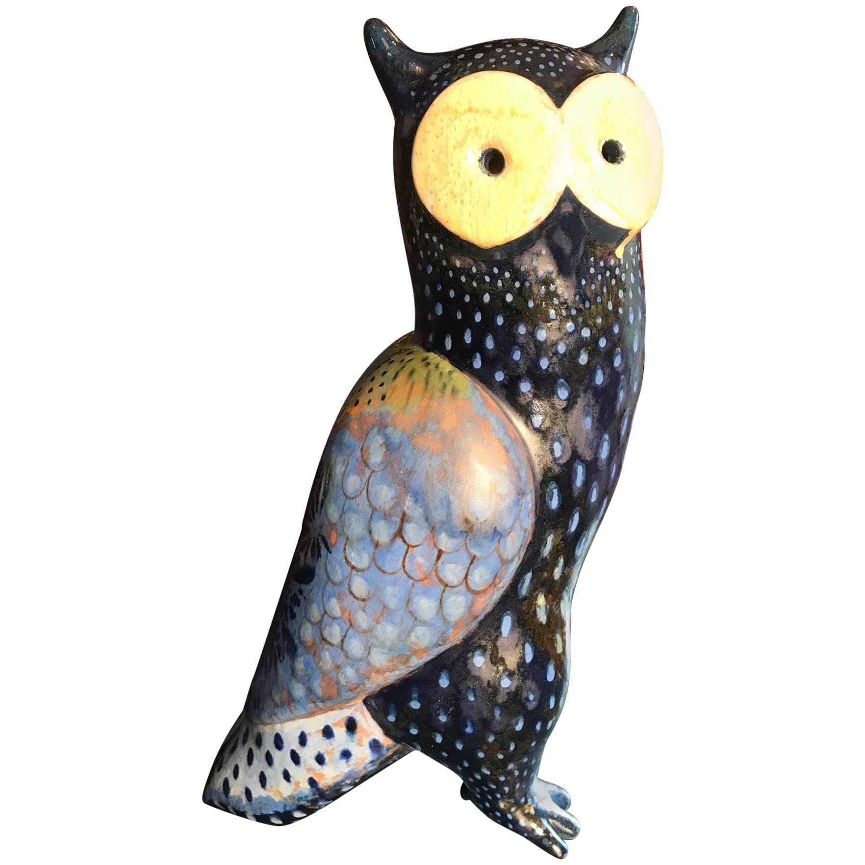 Big Bold "Spotted Owl" Handmade Hand Glazed, Master Artisan Eva Fritz-Lindner 