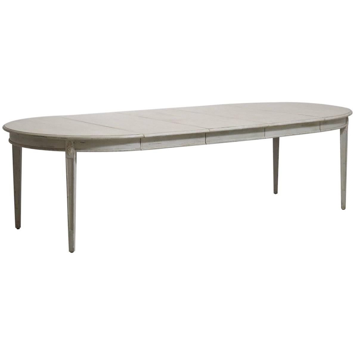 Swedish Gustavian Style Three-Leaf Extension Dining Table