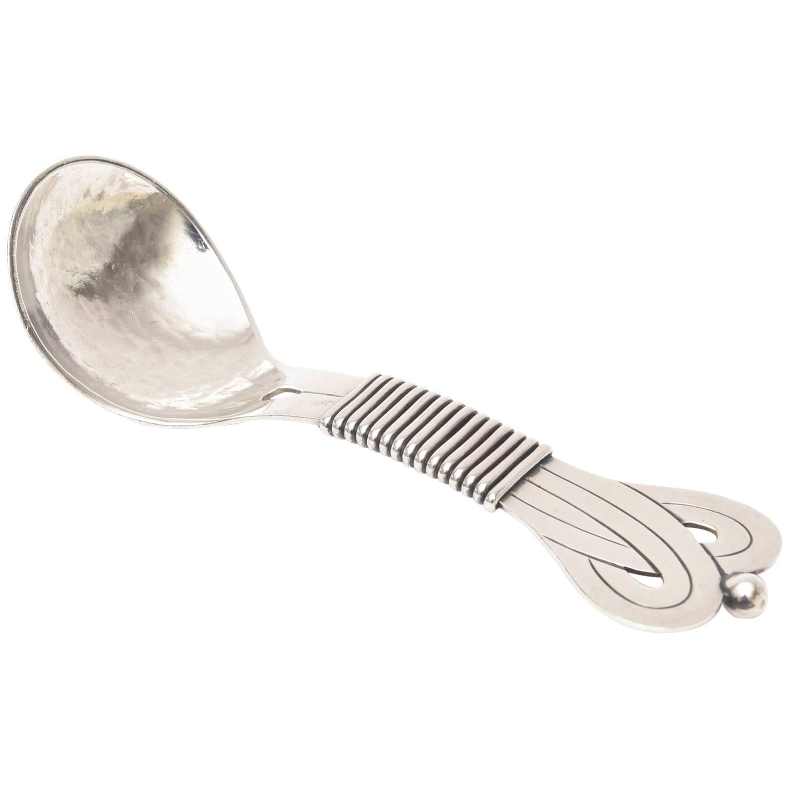 Sterling Silver Hallmarked Modernist Taxco Spratling Inspired Serving Spoon
