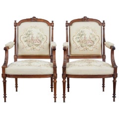 Pair of French 19th Century Rosewood Armchairs