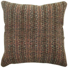 Antique Persian Striped Tribal Rug Pillow