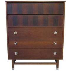 Vintage Walnut and Rosewood Tall Dresser Chest by Stanley