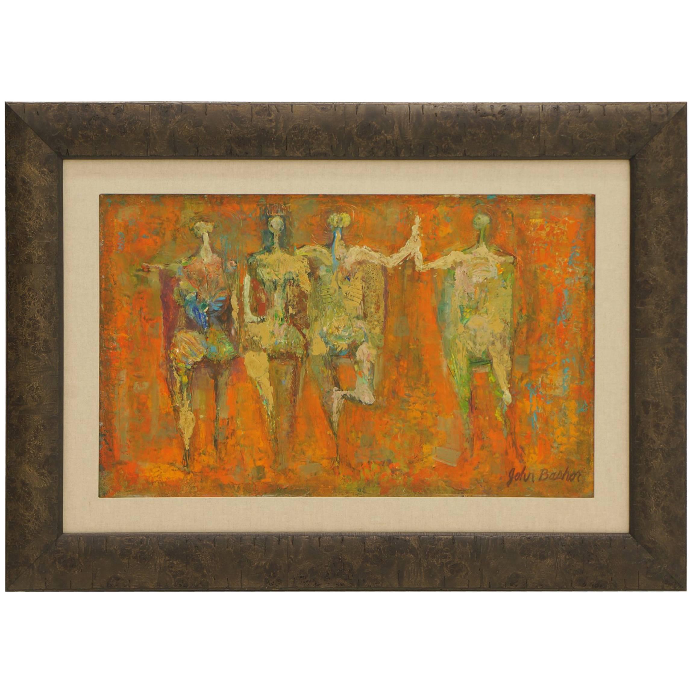 Abstract Figural Painting by John Bashor, 1950s