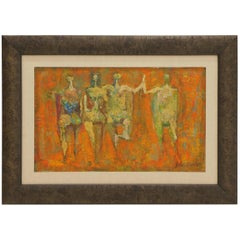 Abstract Figural Painting by John Bashor, 1950s