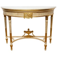 French Louis XVI Style Demilune Console