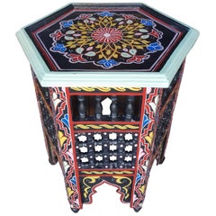 Black Hexagonal Hand-Painted Table, Marrakech