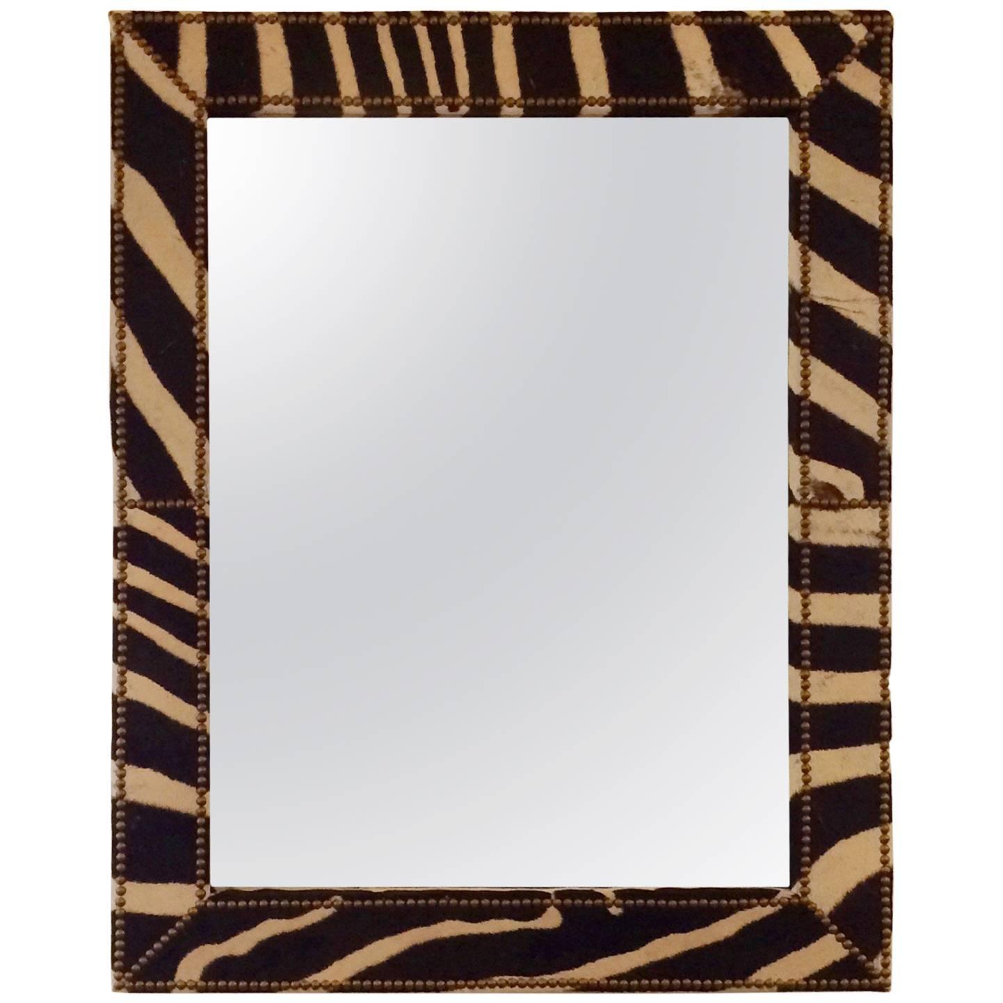 Super Chic and Graphic Authentic Zebra Hide Mirror