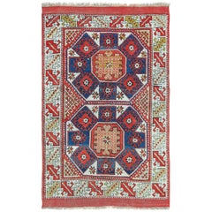 Small Scatter Size Tribal Antique Bergama Turkish Rug. Size: 4 ft 6 in x 7 ft 