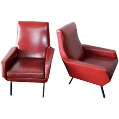 Vintage Italian, 1950s Lounge Chairs Attributed to Arflex-Meda