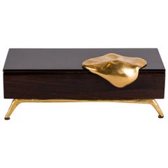 Aldus, "Melt" Footed Decorative Box in Bronze and Polished Oak, Italy, 2013