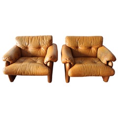 Coronado Pair of Lounge Chairs by Afra and Tobia Scarpa for B&B Italia