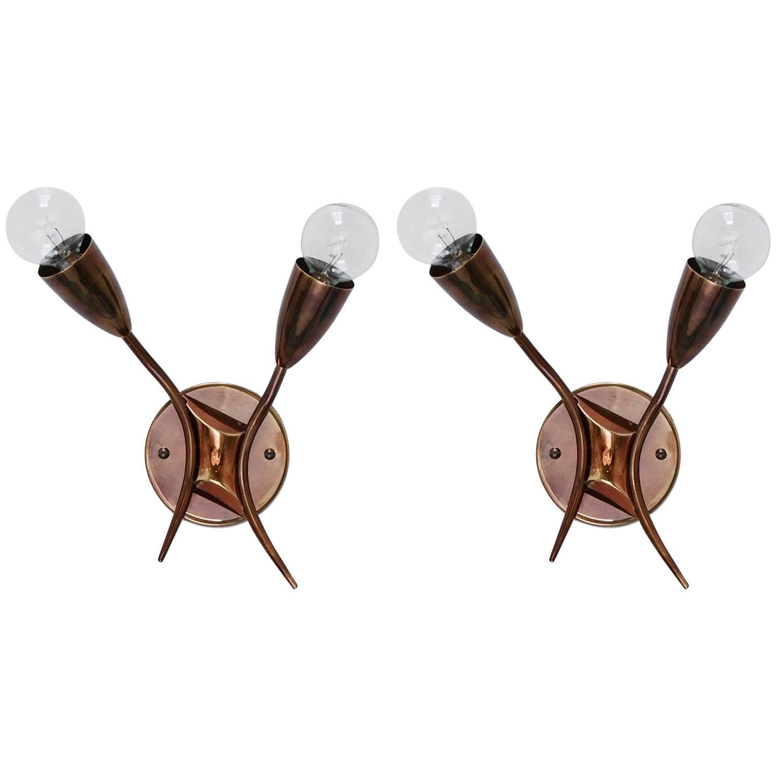 Lampade a X in ottone degli anni '50